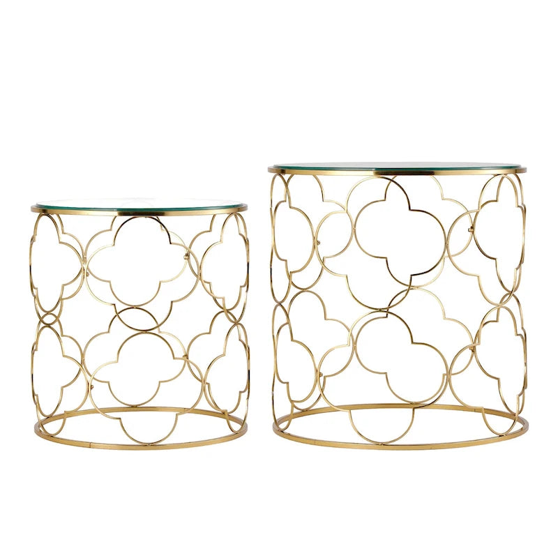 Gold Round Glass Coffee Table - Nesting Design