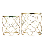 Gold Round Glass Coffee Table - Nesting Design