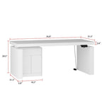 Ergonomic Sit-Stand Desk Pure White Elegance with Side Cabinet Table
