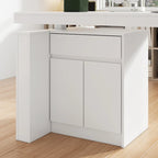 Ergonomic Sit-Stand Desk Pure White Elegance with Side Cabinet Table
