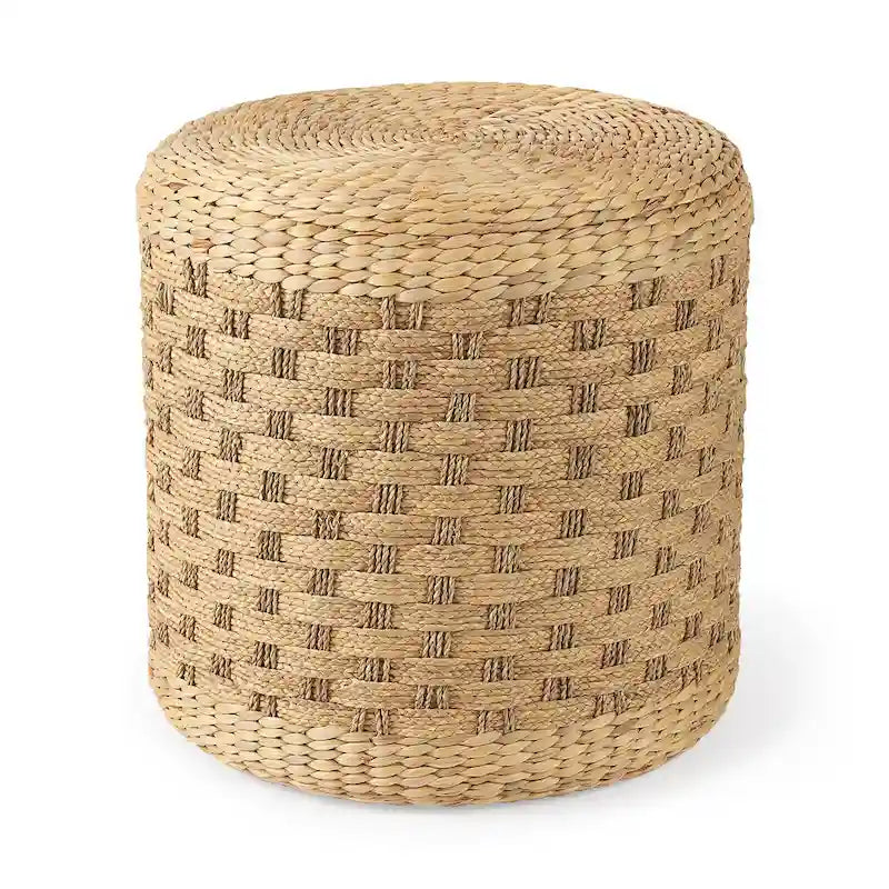 Mercana  Michelle  Brown Patterned Woven Seagrass Round Pouf