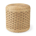 Mercana  Michelle  Brown Patterned Woven Seagrass Round Pouf