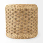 Brown Woven Seagrass Round Pouf