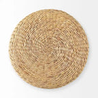 Brown Woven Seagrass Round Pouf