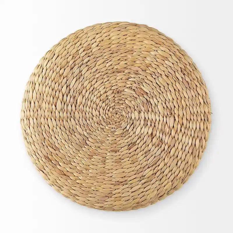 Brown Woven Seagrass Round Pouf