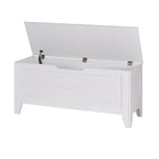 Grey Wooden Storage Bench with Wicker Mat - Medium/Large