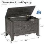 Grey Wooden Storage Bench with Wicker Mat - Medium/Large