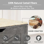 Grey Wooden Storage Bench with Wicker Mat - Medium/Large