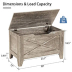 Grey Wooden Storage Bench with Wicker Mat - Medium/Large