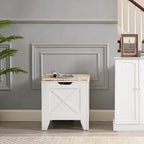 Grey Wooden Storage Bench with Wicker Mat - Medium/Large