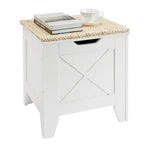 Grey Wooden Storage Bench with Wicker Mat - Medium/Large