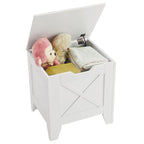 Grey Wooden Storage Bench with Wicker Mat - Medium/Large