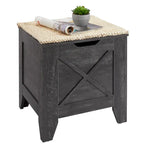 Grey Wooden Storage Bench with Wicker Mat - Medium/Large