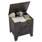 Grey Wooden Storage Bench with Wicker Mat - Medium/Large