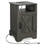 Farmhouse Nightstand with Charging Station and Barn Door
