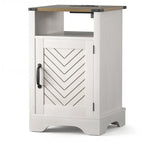 Farmhouse Nightstand with Charging Station and Barn Door