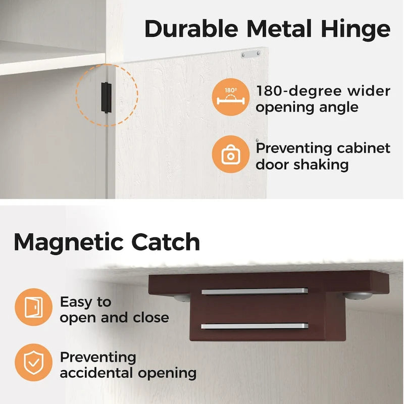 Farmhouse Nightstand with Charging Station and Barn Door