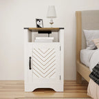 Farmhouse Nightstand with Charging Station and Barn Door