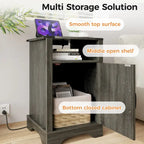 Farmhouse Nightstand with Charging Station and Barn Door