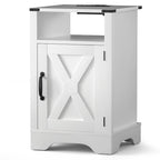 Farmhouse Nightstand with Charging Station and Barn Door