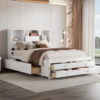 Queen Size Platform Bed with Storage Headboard