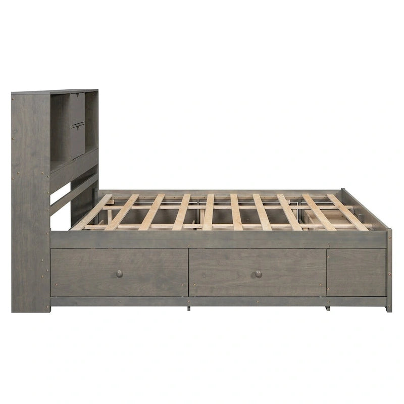 Queen Size Platform Bed with Storage Headboard
