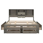 Queen Size Platform Bed with Storage Headboard