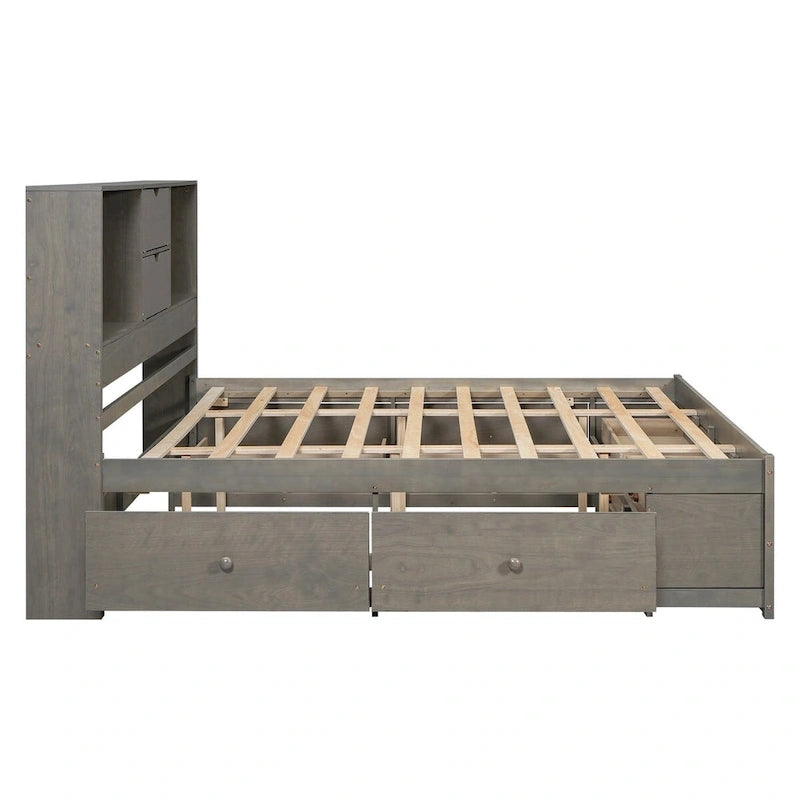 Queen Size Platform Bed with Storage Headboard