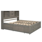 Queen Size Platform Bed with Storage Headboard