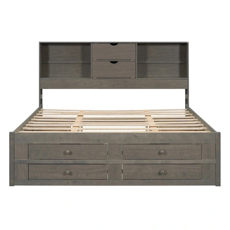 Queen Size Platform Bed with Storage Headboard