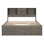 Queen Size Platform Bed with Storage Headboard
