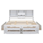 Queen Size Platform Bed with Storage Headboard