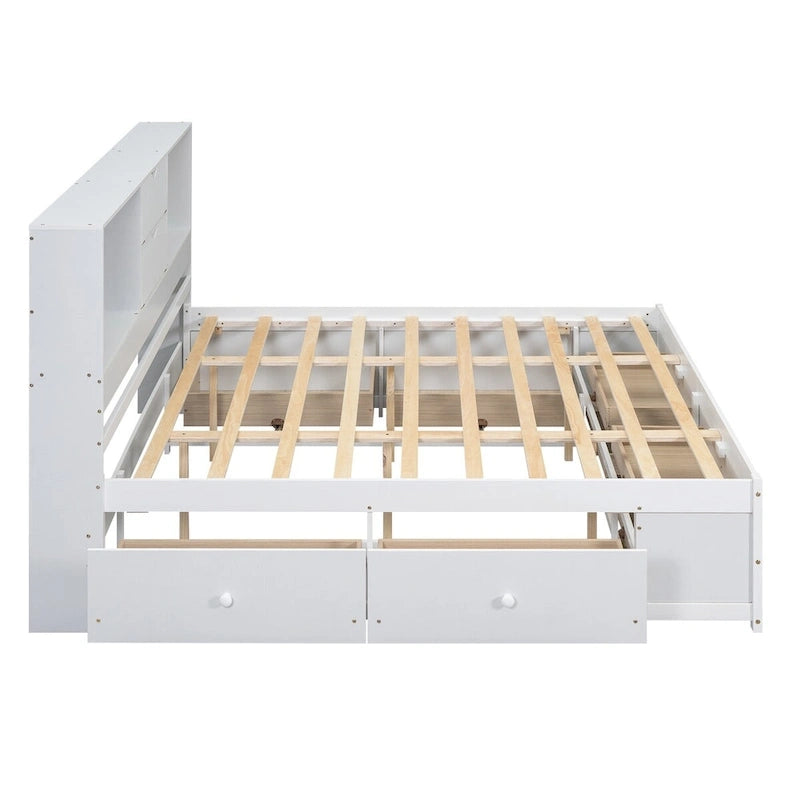 Queen Size Platform Bed with Storage Headboard