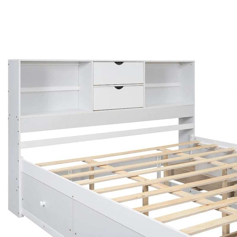Queen Size Platform Bed with Storage Headboard