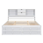 Queen Size Platform Bed with Storage Headboard