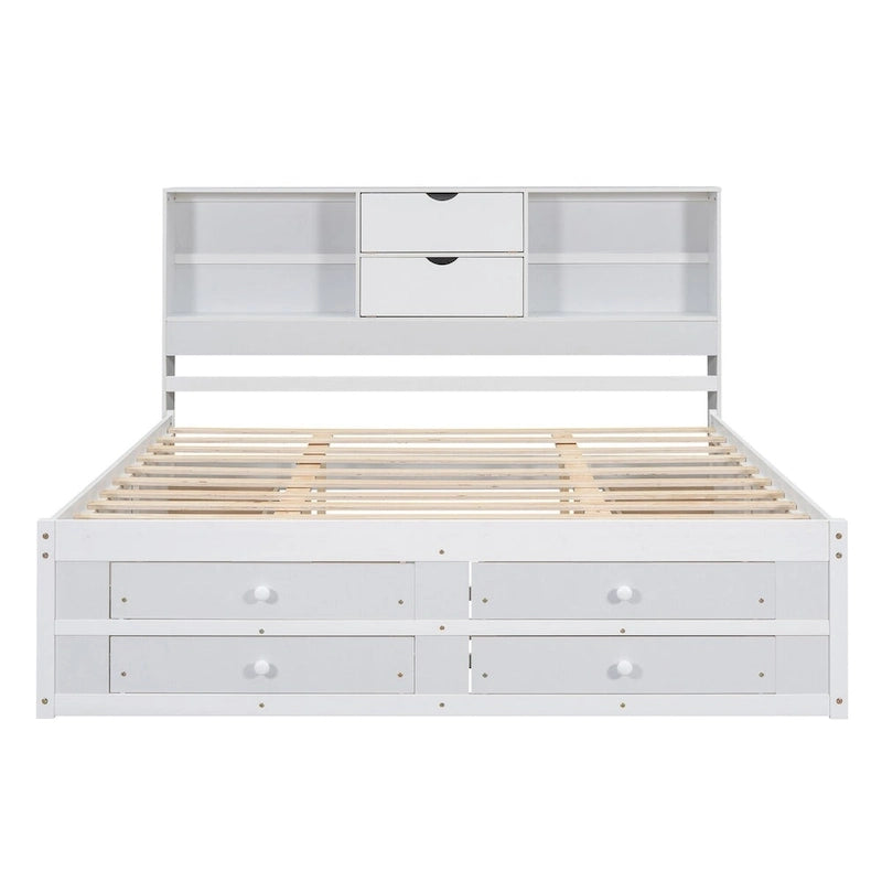 Queen Size Platform Bed with Storage Headboard