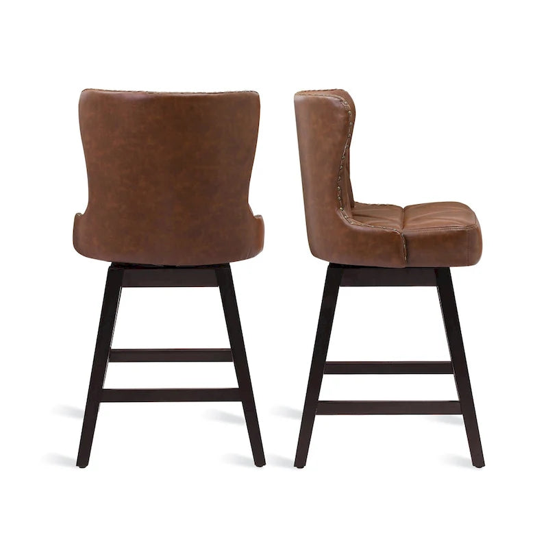 26 in. Faux Leather Swivel Bar Stool - Mid-Century Modern