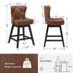 26 in. Faux Leather Swivel Bar Stool - Mid-Century Modern