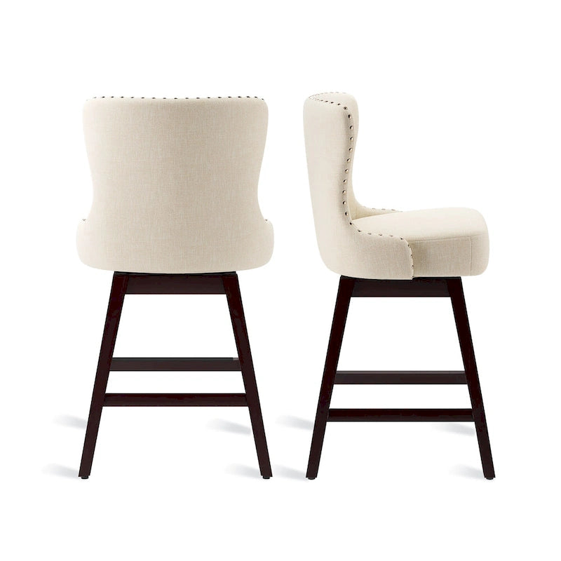 26 in. Faux Leather Swivel Bar Stool - Mid-Century Modern