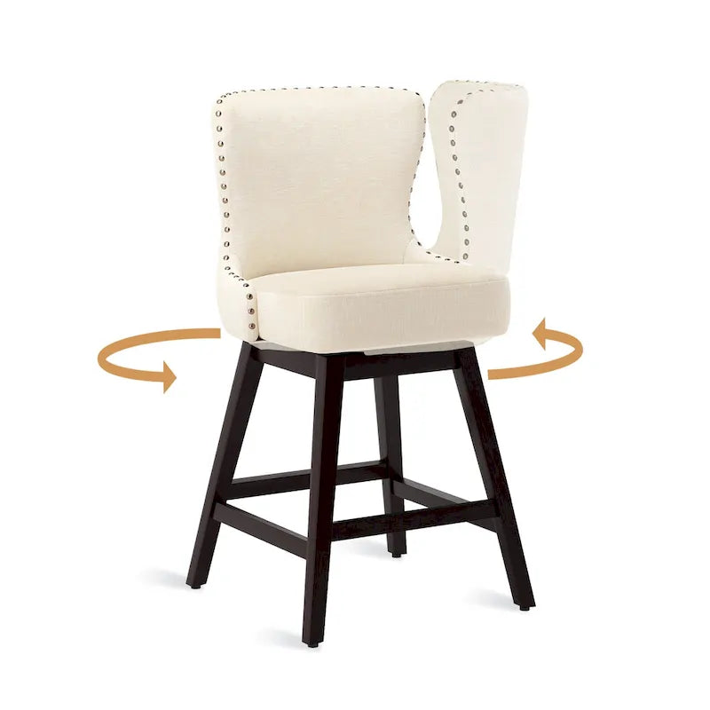 26 in. Faux Leather Swivel Bar Stool - Mid-Century Modern