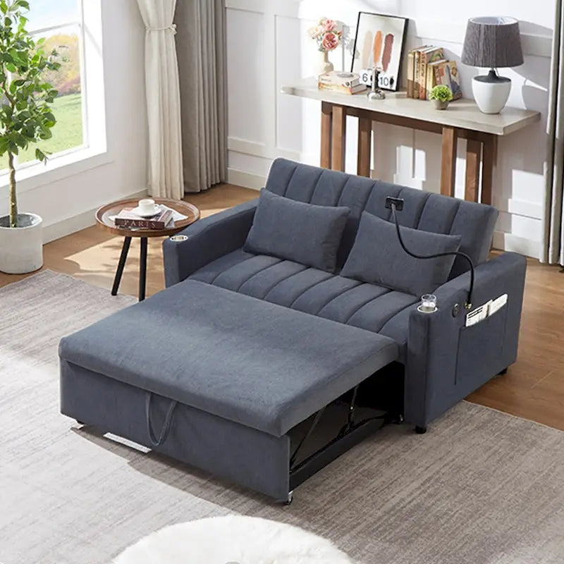 55.9  Convertible Sofa Bed Loveseat Sofa With Three Usb Ports