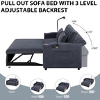 55.9  Convertible Sofa Bed Loveseat Sofa With Three Usb Ports