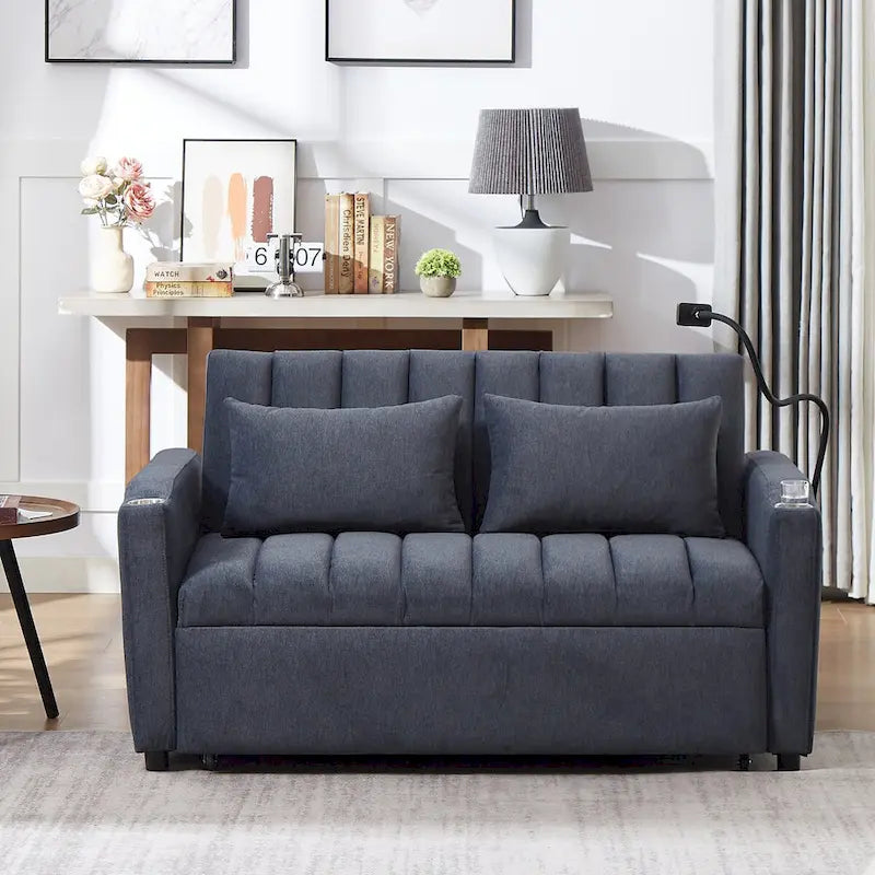 55.9  Convertible Sofa Bed Loveseat Sofa With Three Usb Ports