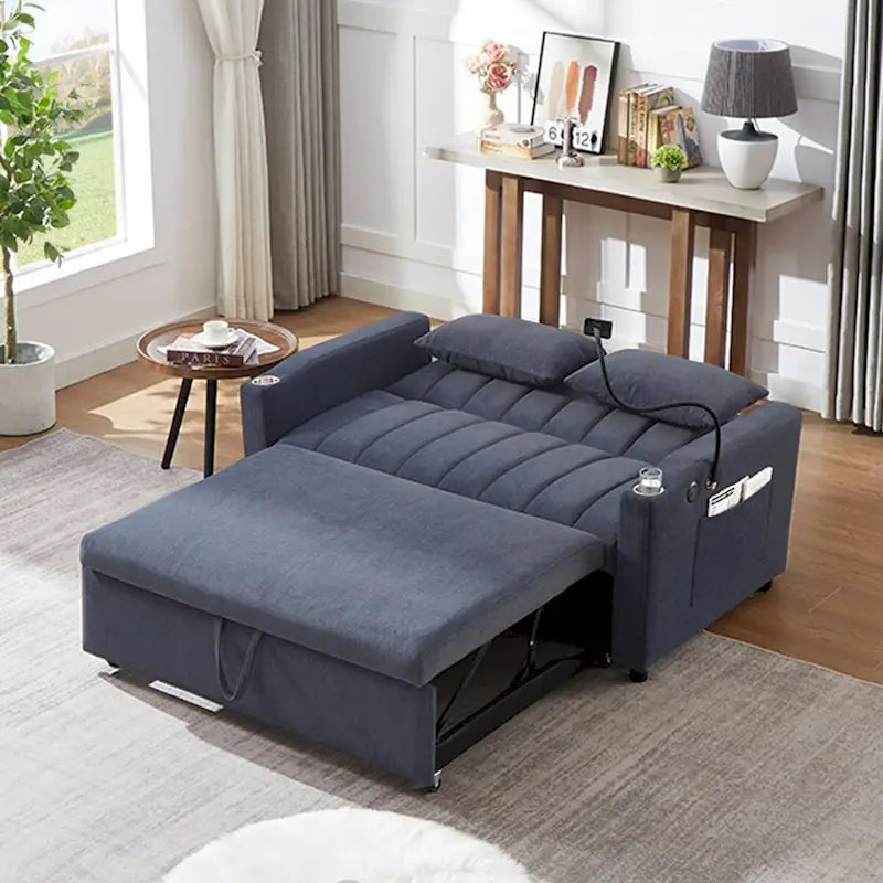 55.9  Convertible Sofa Bed Loveseat Sofa With Three Usb Ports