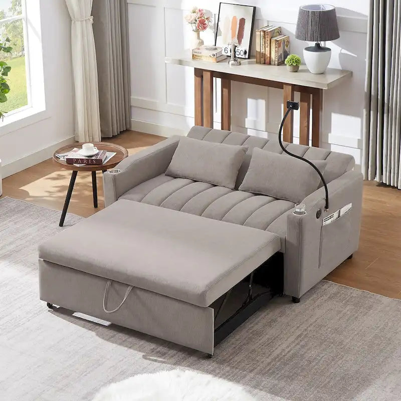 55.9  Convertible Sofa Bed Loveseat Sofa With Three Usb Ports