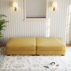 Set of 2 Upholstered Velvet Corduroy Ottoman