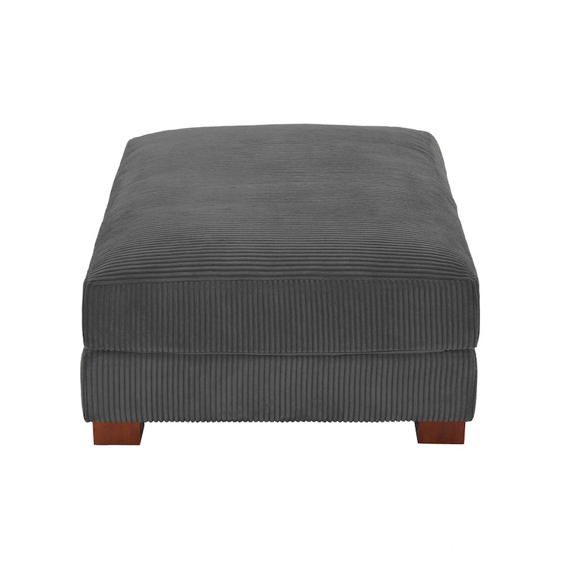Set of 2 Upholstered Velvet Corduroy Ottoman