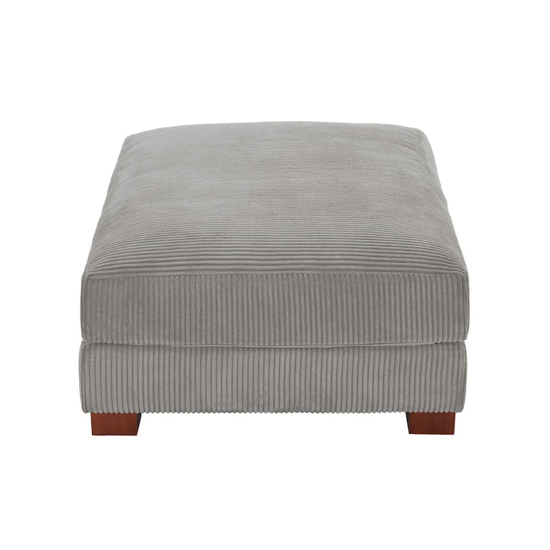 Set of 2 Upholstered Velvet Corduroy Ottoman