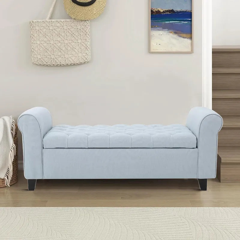 Modern Stylish Upholstered Storage Bench with Flip Top