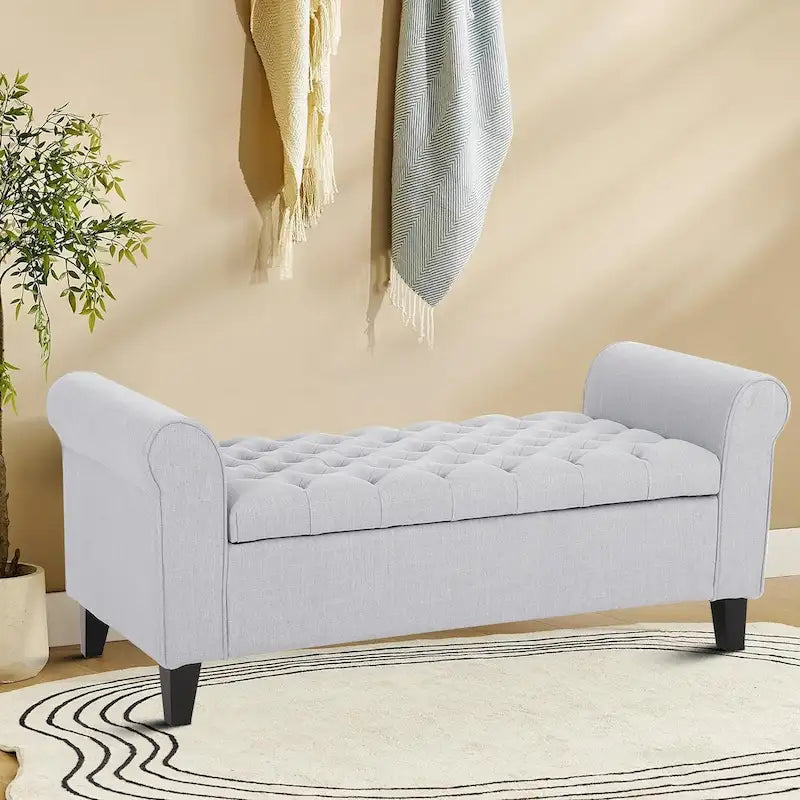 Modern Stylish Upholstered Storage Bench with Flip Top